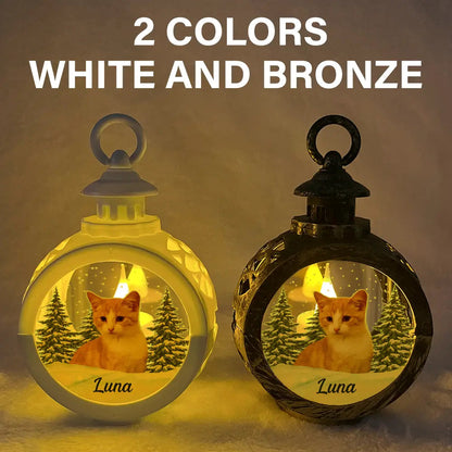 Custom Photo Pet Face Dog Cat Memorial - Personalized Candlelight Lantern Ornament