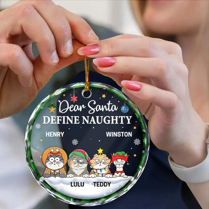 Dear Santa Define Naughty Christmas Dog Cat - Personalized Circle Ornament