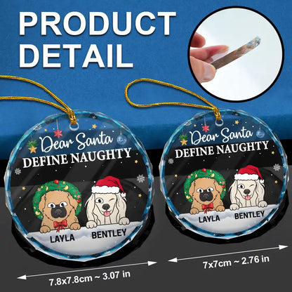 Dear Santa Define Naughty Christmas Dog Cat - Personalized Circle Ornament