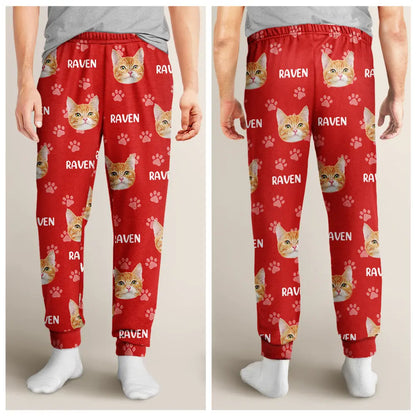 Dog Lovers, Pet Lovers, Cat Lovers - Custom Photo Funny Pet Face Pattern Dog Cat Family - Personalized Pajama Pants