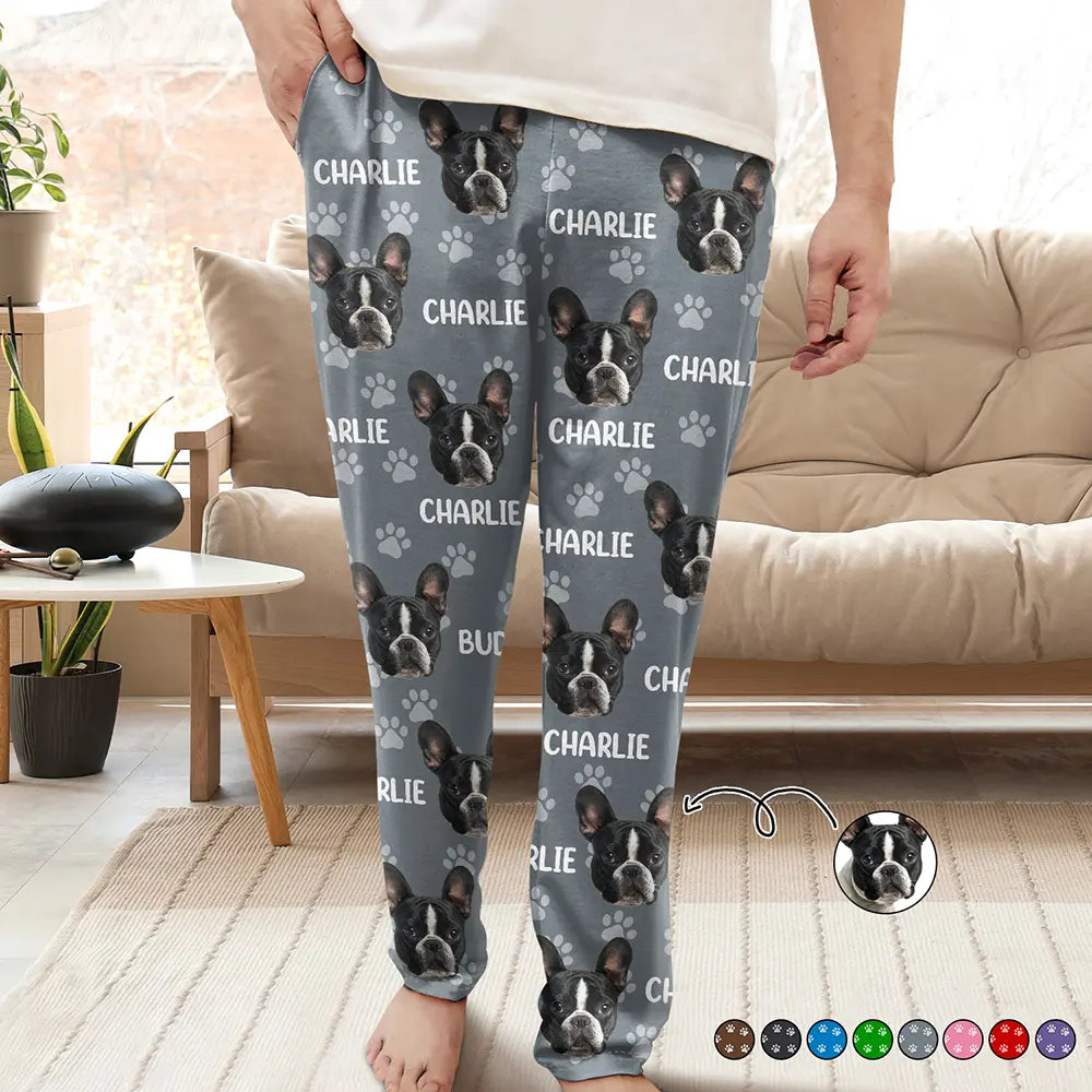 Dog Lovers, Pet Lovers, Cat Lovers - Custom Photo Funny Pet Face Pattern Dog Cat Family - Personalized Pajama Pants