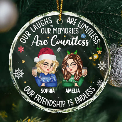 Besties Our Laughs Are Limitless Christmas - Personalized Circle Ornament