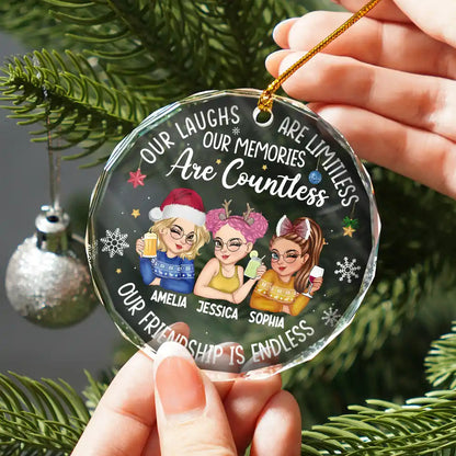 Besties Our Laughs Are Limitless Christmas - Personalized Circle Ornament