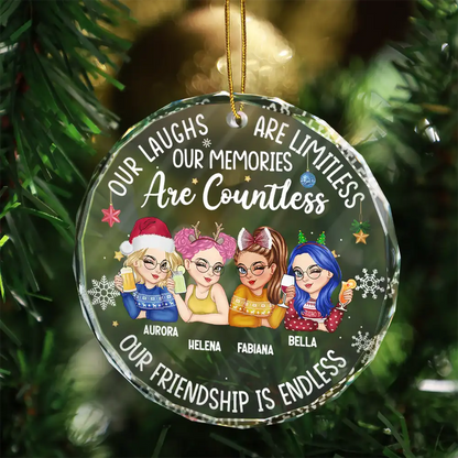 Besties Our Laughs Are Limitless Christmas - Personalized Circle Ornament