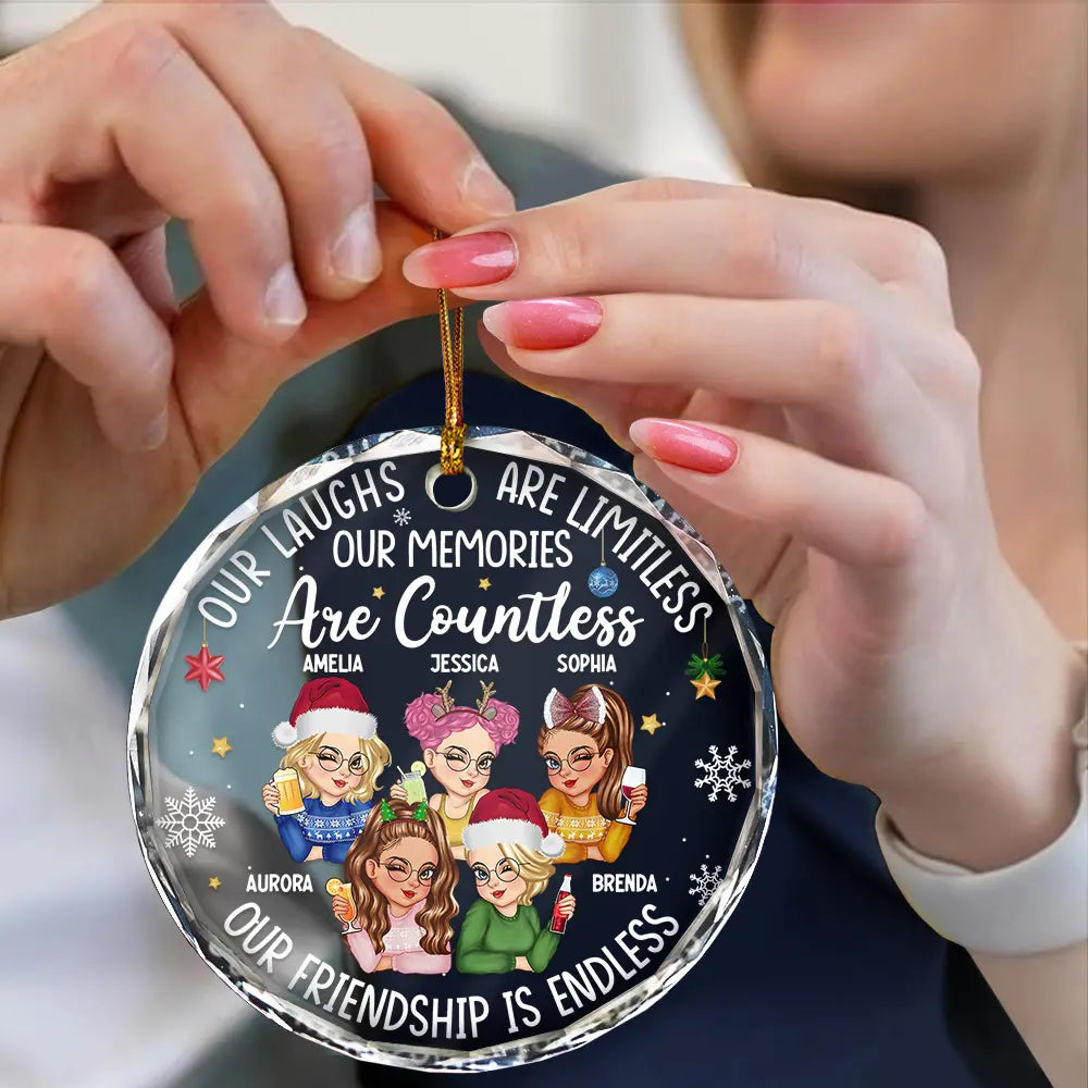 Besties Our Laughs Are Limitless Christmas - Personalized Circle Ornament