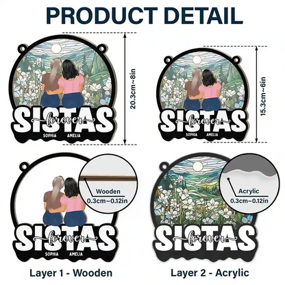 Bestie Sisters Forever Loving - Personalized Window Hanging Suncatcher Ornament