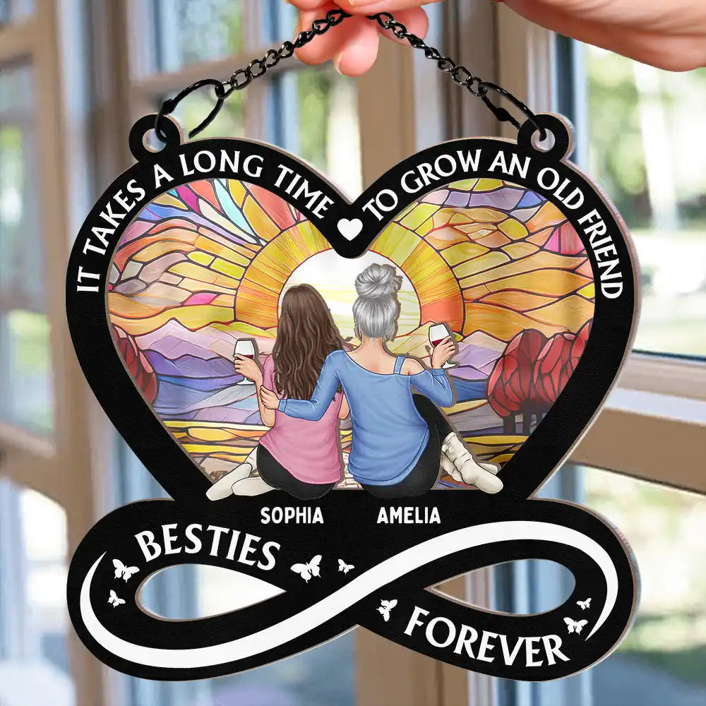 It Takes A Long Time To Grow An Old Friend Friendship - Personalized Window Hanging Suncatcher Ornament New! in Suncatcher Ornament