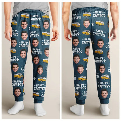 Custom Photo Happy Camper Camping - Personalized Pajama Pants