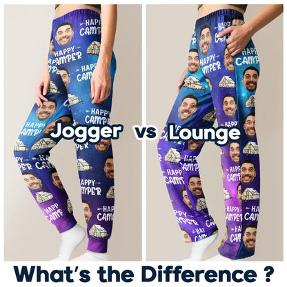 Custom Photo Happy Camper Camping - Personalized Pajama Pants