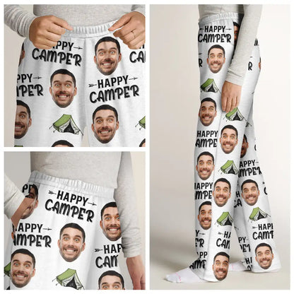 Custom Photo Happy Camper Camping - Personalized Pajama Pants