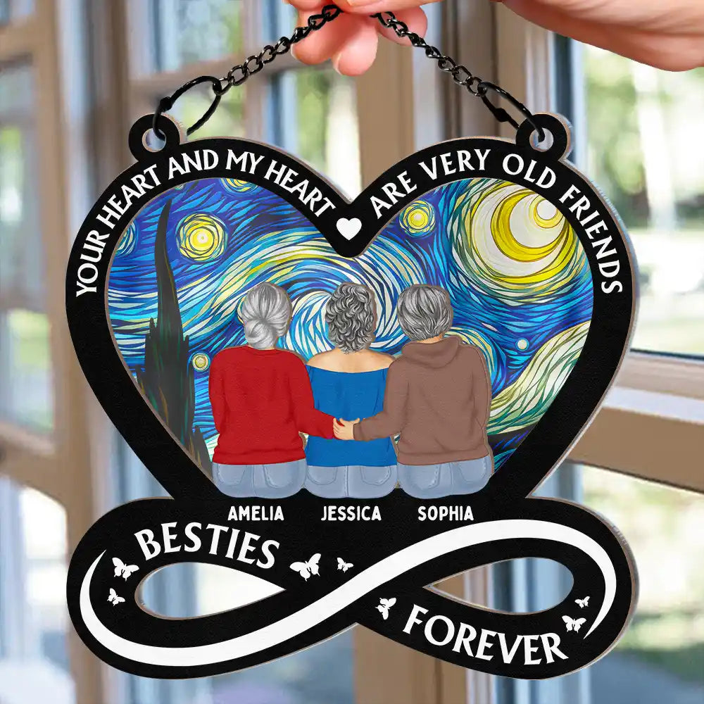 Your Heart And My Heart Are Very Old Friends Friendship - Personalized Window Hanging Suncatcher Ornament