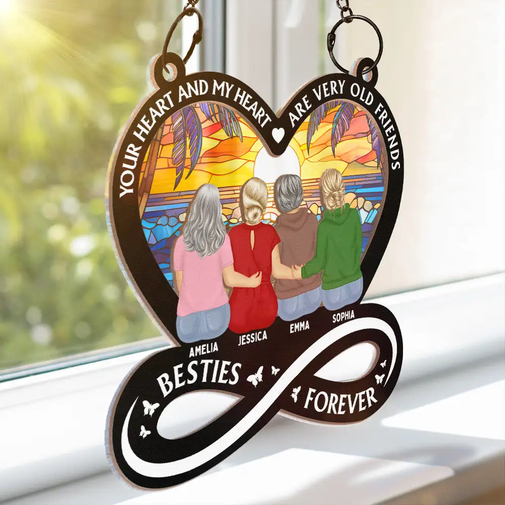 Your Heart And My Heart Are Very Old Friends Friendship - Personalized Window Hanging Suncatcher Ornament