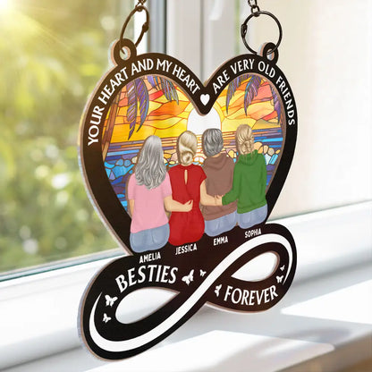 Your Heart And My Heart Are Very Old Friends Friendship - Personalized Window Hanging Suncatcher Ornament