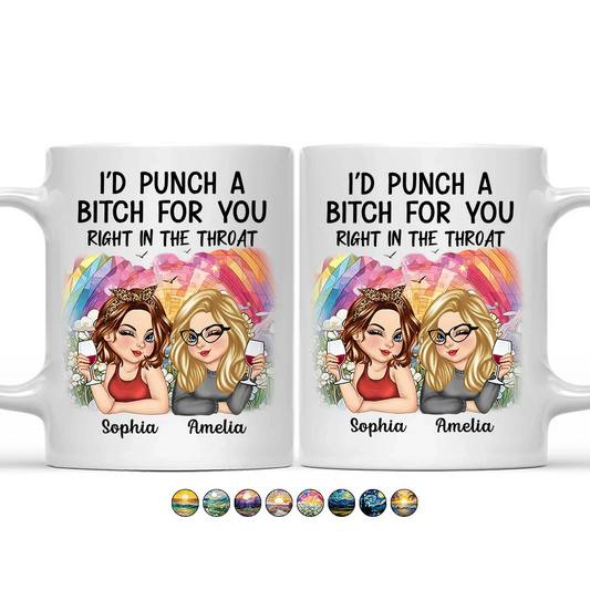 Right In The Throat Besties - Personalized Mug