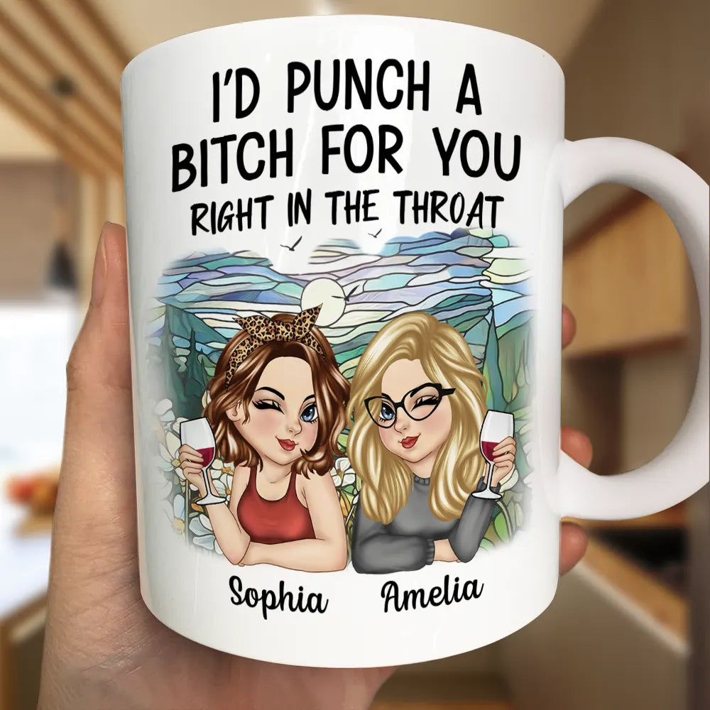 Right In The Throat Besties - Personalized Mug