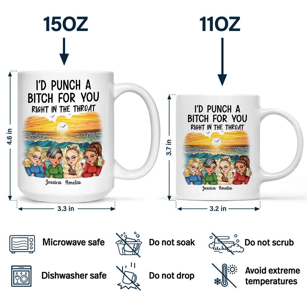 Right In The Throat Besties - Personalized Mug