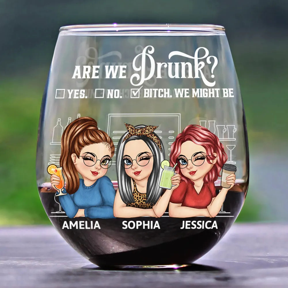 Here's To Another Year Of Bonding Over Alcohol Bestie - Personalized Stemless Wine Glass