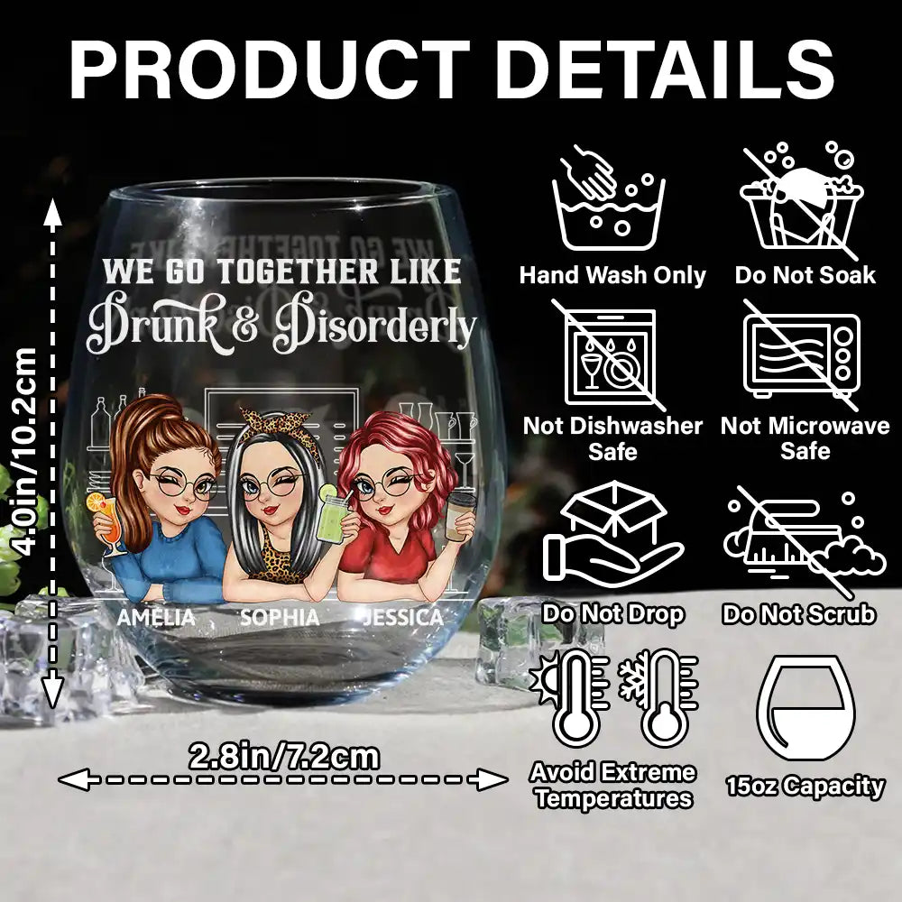 Here's To Another Year Of Bonding Over Alcohol Bestie - Personalized Stemless Wine Glass