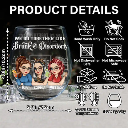 Here's To Another Year Of Bonding Over Alcohol Bestie - Personalized Stemless Wine Glass