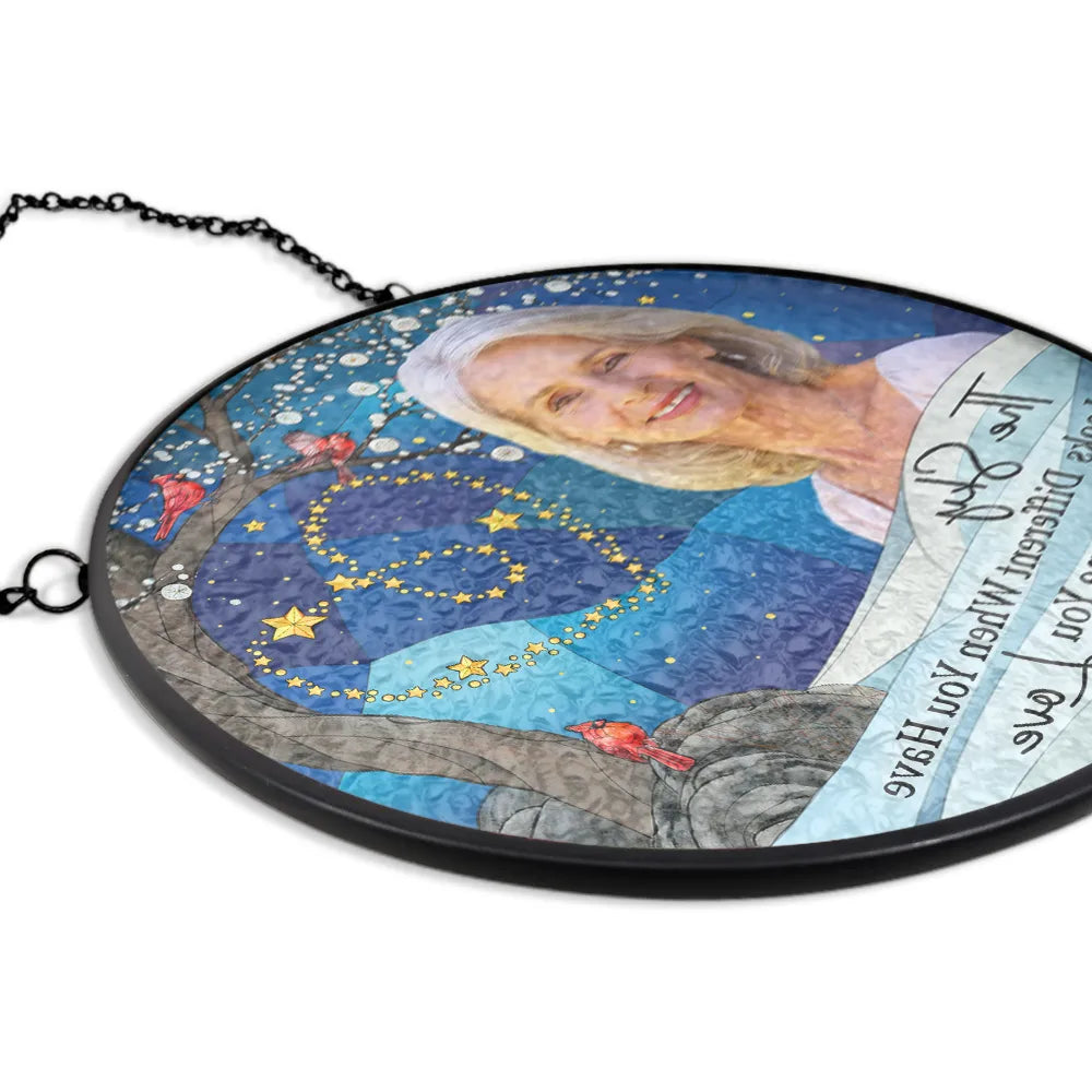 Custom Photo The Sky Looks Different Memorial Family - Personalized Window Hanging Suncatcher