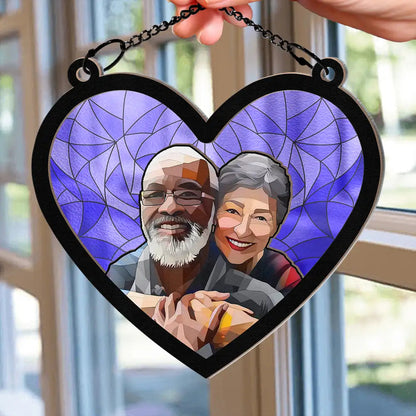 Custom Photo Portrait Couple Family - Personalized Window Hanging Suncatcher Ornament