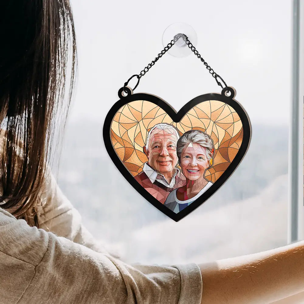 Custom Photo Portrait Couple Family - Personalized Window Hanging Suncatcher Ornament