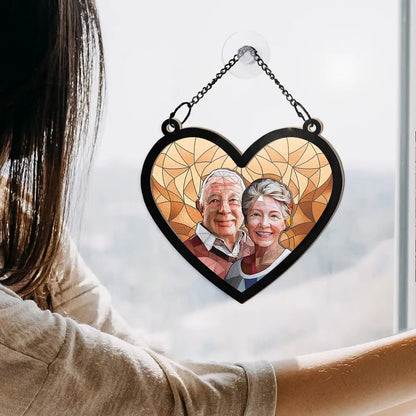 Custom Photo Portrait Couple Family - Personalized Window Hanging Suncatcher Ornament