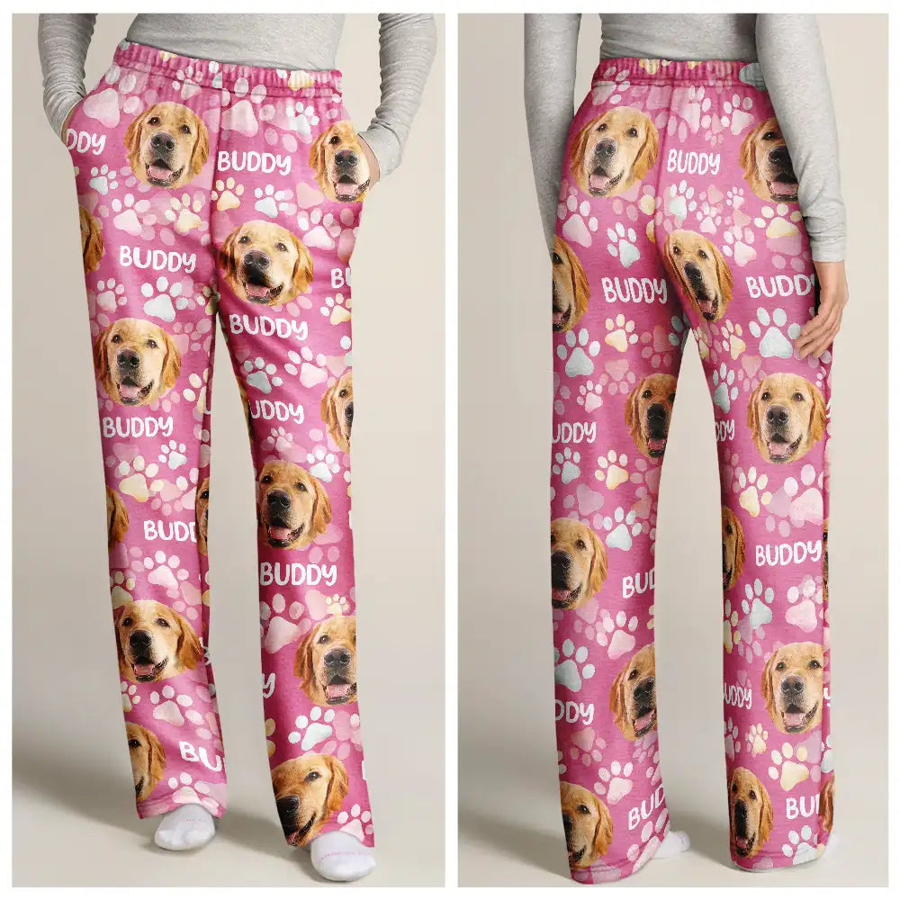 Custom Photo Lovely Pet Face Pattern Dog Cat Family - Personalized Pajama Pants