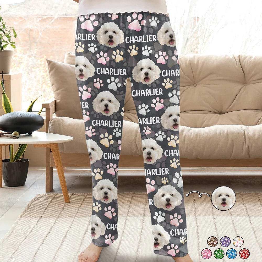 Custom Photo Lovely Pet Face Pattern Dog Cat Family - Personalized Pajama Pants