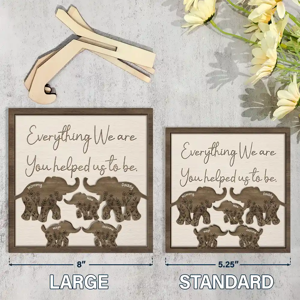 Everything I Am You Helped Me To Be Mom Dad Family - Personalized 2-Layered Wooden Plaque With Stand