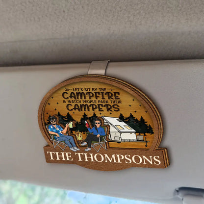 Camping Couple Husband & Wife Camping Partners For Life - Personalized Custom Shaped Car Visor Clip