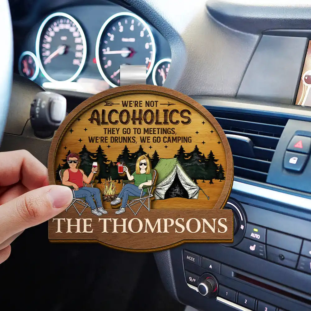 Camping Couple Husband & Wife Camping Partners For Life - Personalized Custom Shaped Car Visor Clip