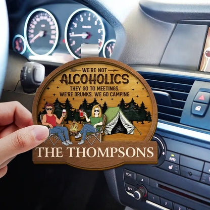 Camping Couple Husband & Wife Camping Partners For Life - Personalized Custom Shaped Car Visor Clip