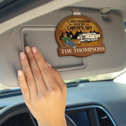 Camping Couple Husband & Wife Camping Partners For Life - Personalized Custom Shaped Car Visor Clip