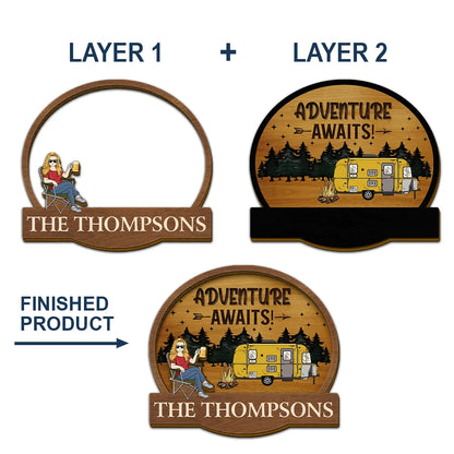 Camping Couple Husband & Wife Camping Partners For Life - Personalized Custom Shaped Car Visor Clip