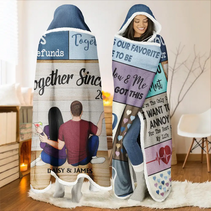 Couple Together I'm Yours No Returns Or Refunds - Personalized Wearable Hooded Blanket