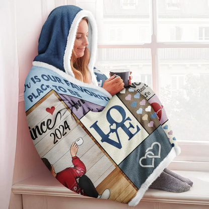 Couple Together I'm Yours No Returns Or Refunds - Personalized Wearable Hooded Blanket
