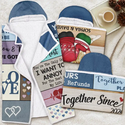 Couple Together I'm Yours No Returns Or Refunds - Personalized Wearable Hooded Blanket
