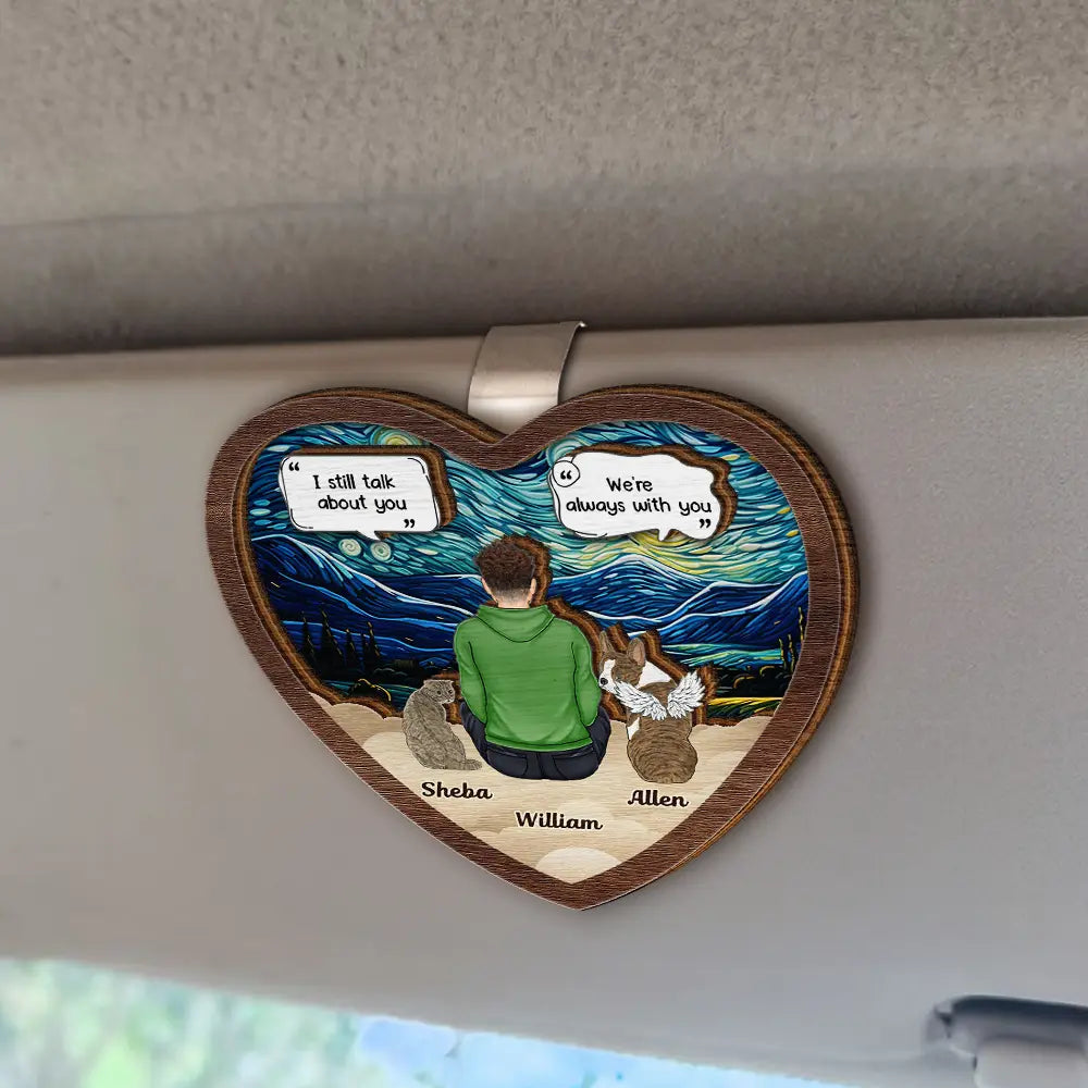 I Miss You Memorial Dog Cat - Personalized Custom Shaped Car Visor Clip