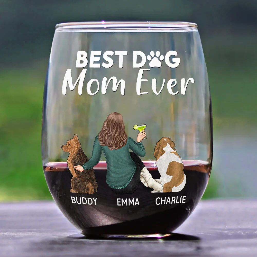 A Bond That Can't Be Broken Dog Mom Dog Dad Pet Lovers - Personalized Stemless Wine Glass