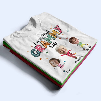 Custom Photo Living That Grandma Life Funny Cartoon - Personalized T Shirt
