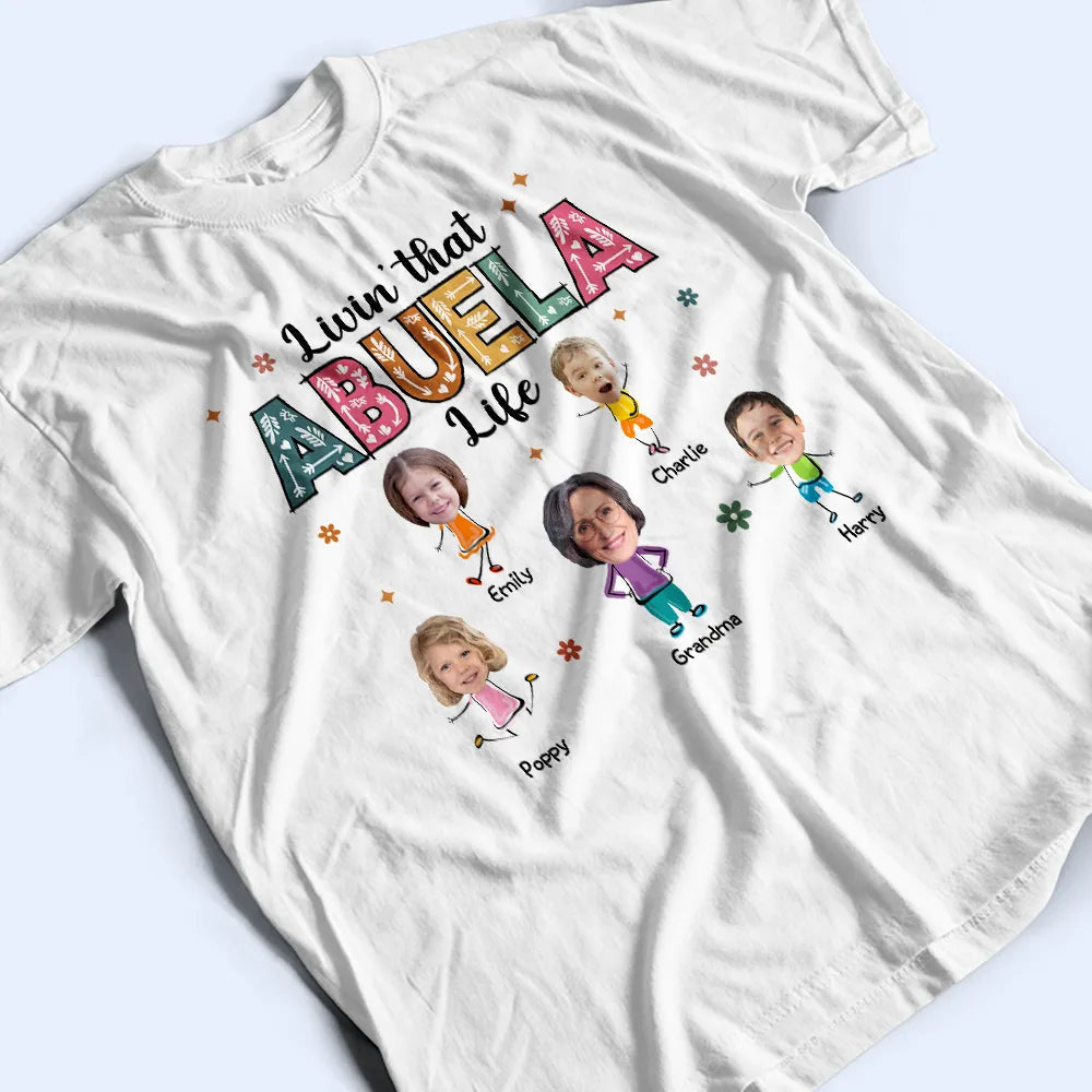 Custom Photo Living That Grandma Life Funny Cartoon - Personalized T Shirt