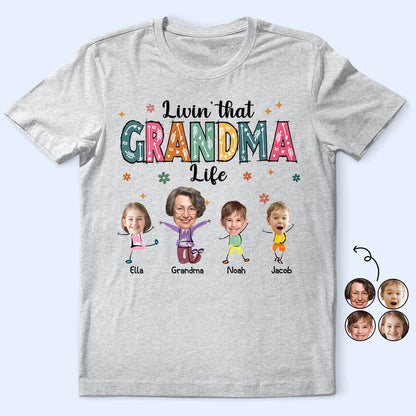 Custom Photo Living That Grandma Life Funny Cartoon - Personalized T Shirt