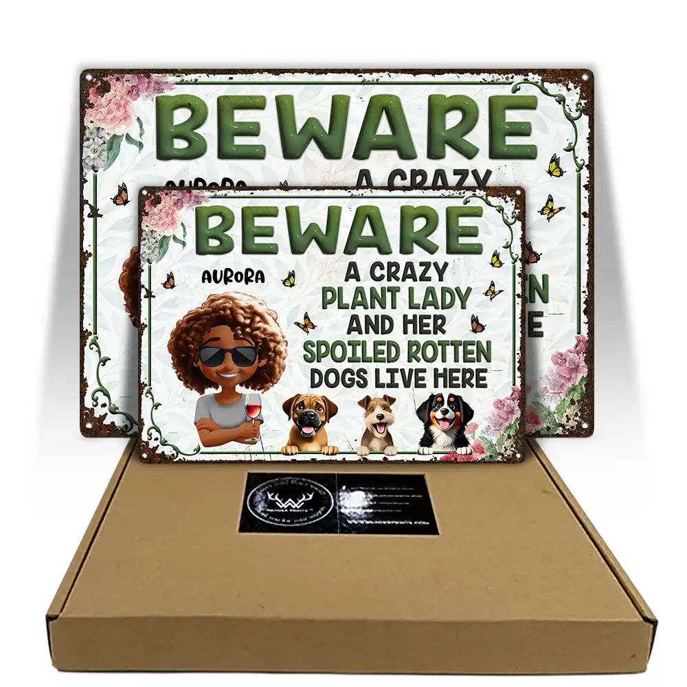 A Crazy Plant Lady & Her Spoiled Rotten Dogs Live Here Gardening - Personalized Classic Metal Signs