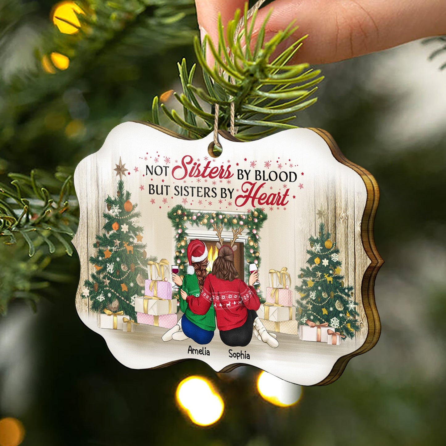Best Friends Not Sisters By Blood But Sisters By Heart - Christmas Gift For BFF - Personalized Wooden Ornament