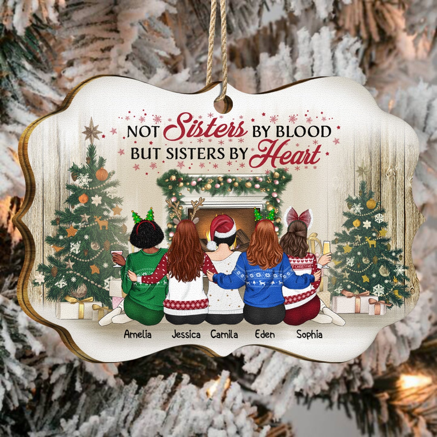Best Friends Not Sisters By Blood But Sisters By Heart - Christmas Gift For BFF - Personalized Wooden Ornament