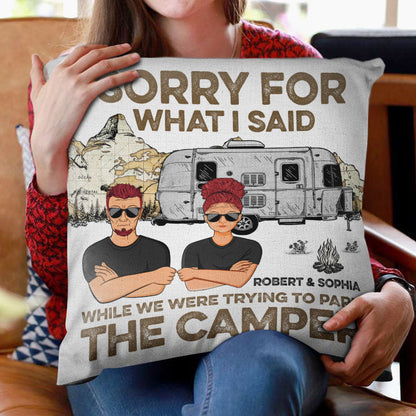 Sorry For What I Said Camping Map - Couple Gift - Personalized Custom Pillow