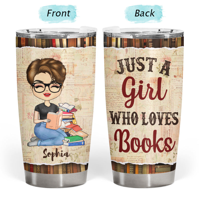 A Girl Who Loves Books Vintage Reading - Reading Gift - Personalized Custom Tumbler