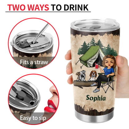 A Girl Her Dog & Her Camper - Camping Gift - Personalized Custom Tumbler