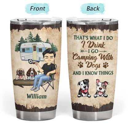 A Girl Her Dog & Her Camper - Camping Gift - Personalized Custom Tumbler